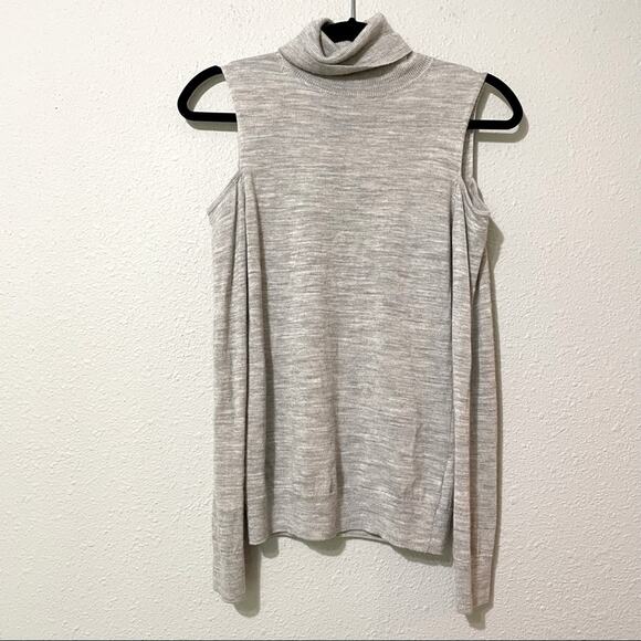 All Saints Grey Lightweight Cold Shoulder Turtleneck Sweater 4 Merino Wool - Picture 1 of 8